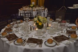 A dinner table set for the gala