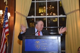 John Catsimatidis speaking at the Union League Club lectern